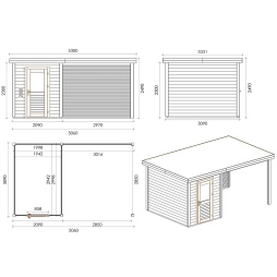 Casetta da giardino in legno Vala 5.06x3.09 m - 15.63 m2 - 28 mm - impregnata