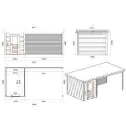 Casetta da giardino in legno Vala 6.06x3.09 m - 18.72 m2 - 28 mm - impregnata