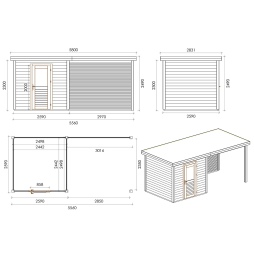 Casetta da giardino in legno Rava 5.56x2.59 m - 14.4 m2 - 28 mm - impregnata
