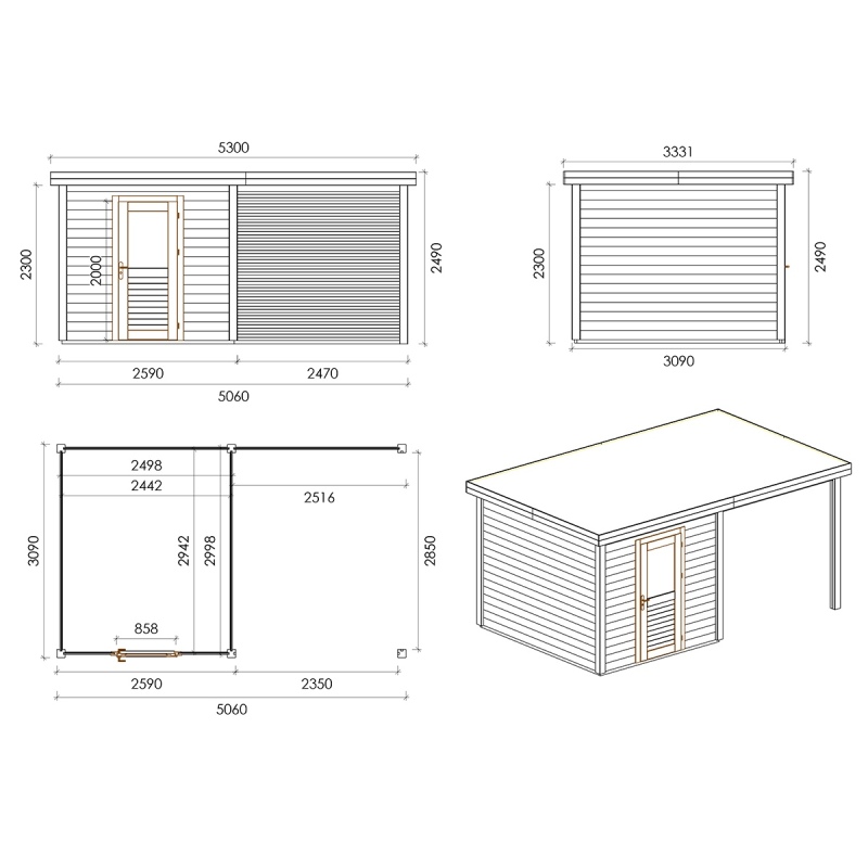 Casetta da giardino in legno Rava 5.06x3.09 m - 15.63 m2 - 28 mm - impregnata