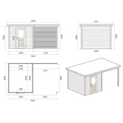 Casetta da giardino in legno Rava 5.06x3.09 m - 15.63 m2 - 28 mm - impregnata