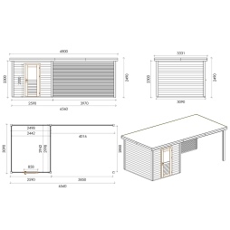 Casetta da giardino in legno Rava 6.56x3.09 m - 20.27 m2 - 28 mm - impregnata