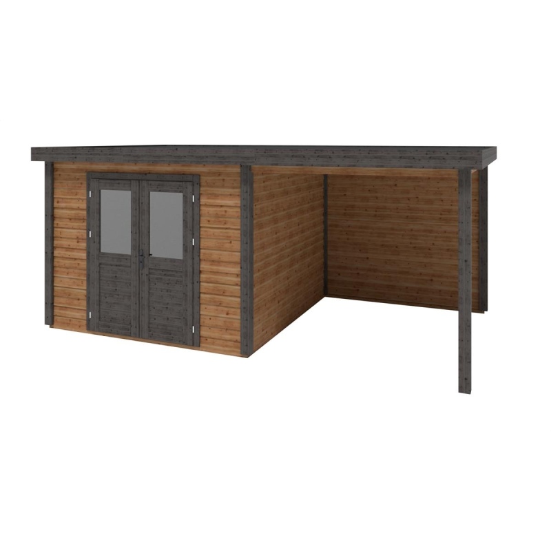 Casetta da giardino in legno Aura 5.56x3.09 m - 17.18 m2 - 28 mm - impregnata