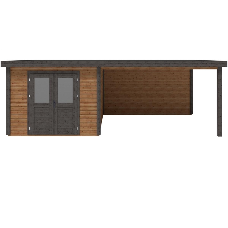 Casetta da giardino in legno Aura 7.06x3.09 m - 21.81 m2 - 28 mm - impregnata