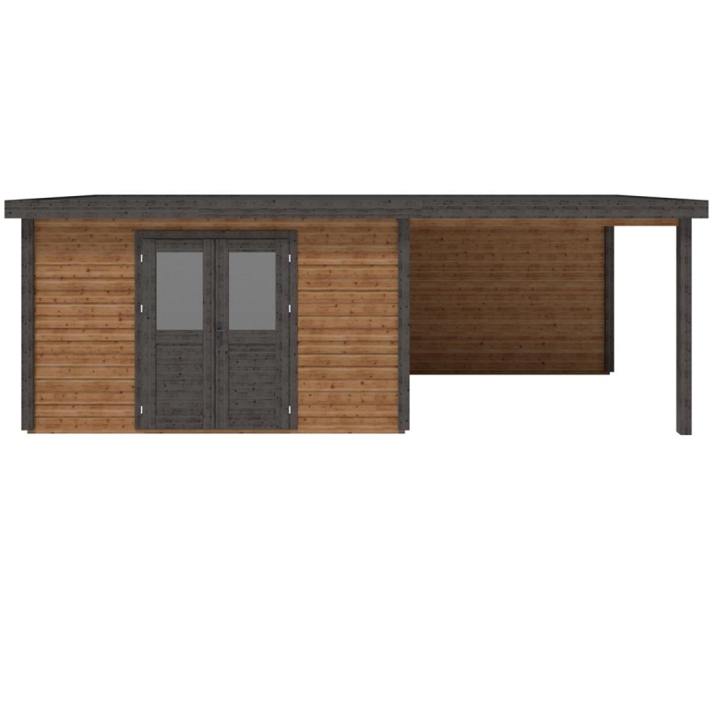 Casetta da giardino in legno Freya 6.56x2.59 m - 16.99 m2 - 28 mm - impregnata