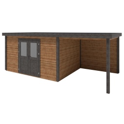 Casetta da giardino in legno Freya 7.06x2.59 m - 18.28 m2 - 28 mm - impregnata