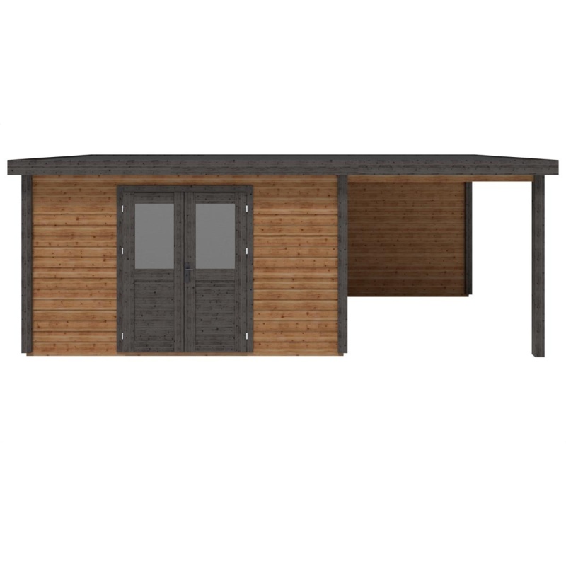 Casetta da giardino in legno Freya 7.06x2.59 m - 18.28 m2 - 28 mm - impregnata