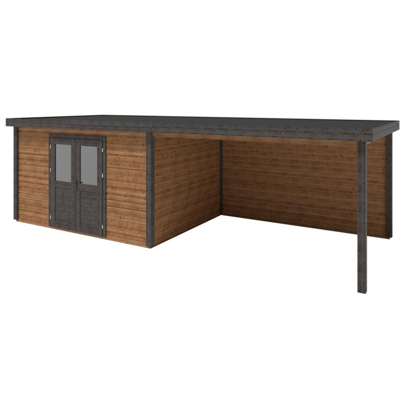 Casetta da giardino in legno Freya 7.06x3.09 m - 21.81 m2 - 28 mm - impregnata