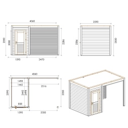 Casetta da giardino in legno Veya 4.06x2.59 m - 10.52 m2 - 28 mm - impregnata