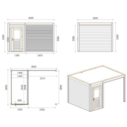 Casetta da giardino in legno Veya 4.06x3.09 m - 12.55 m2 - 28 mm - impregnata