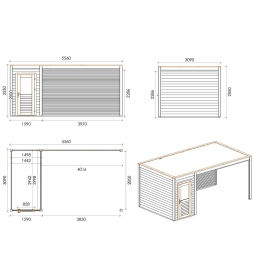 Casetta da giardino in legno Veya 5.56x3.09 m - 17.18 m2 - 28 mm - impregnata