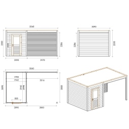 Casetta da giardino in legno Luma 5.06x3.09 m - 15.64 m2 - 28 mm - impregnata
