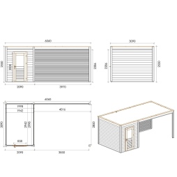 Casetta da giardino in legno Luma 6.06x3.09 m - 18.73 m2 - 28 mm - impregnata