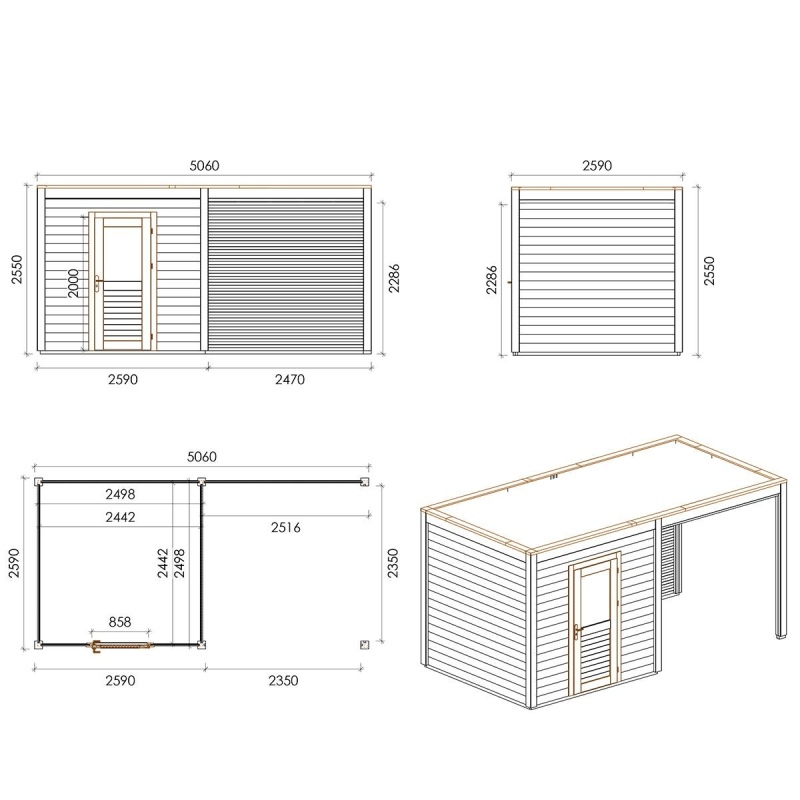 Casetta da giardino in legno Nexa 5.06x2.59 m - 13.11 m2 - 28 mm - impregnata