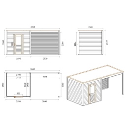 Casetta da giardino in legno Nexa 5.56x2.59 m - 14.4 m2 - 28 mm - impregnata