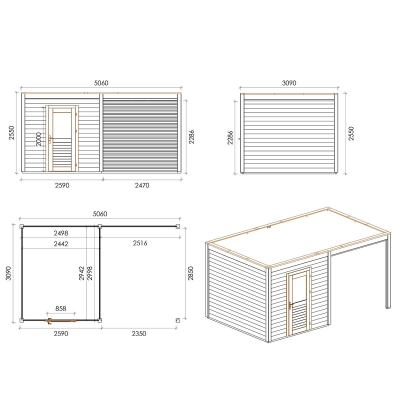 Casetta da giardino in legno Nexa 5.06x3.09 m - 15.64 m2 - 28 mm - impregnata