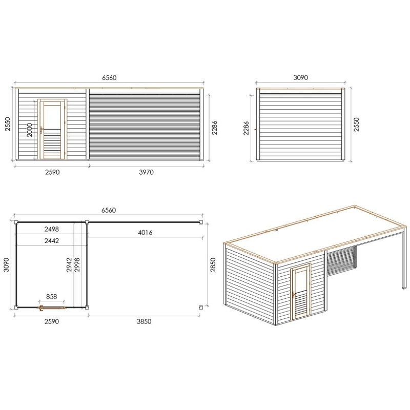 Casetta da giardino in legno Nexa 6.56x3.09 m - 20.27 m2 - 28 mm - impregnata