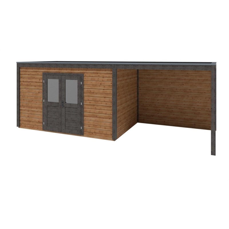 Casetta da giardino in legno Nova 7.06x2.59 m - 18.29 m2 - 28 mm - impregnata