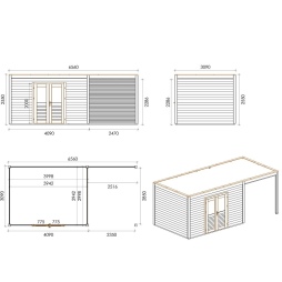 Casetta da giardino in legno Nova 6.56x3.09 m - 20.27 m2 - 28 mm - impregnata