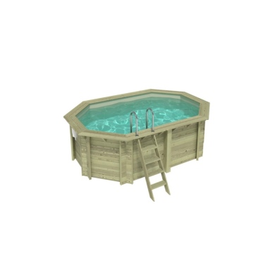 Piscina in legno NEMO 4.3 x 3 - H.1.31 m, sabbia, con supporti fissati al calcestruzzo