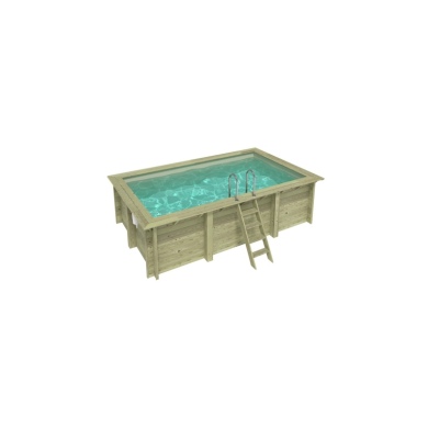 Piscina in legno AQUA 4.65 x 2.85 - H.1.24 m, sabbia, con supporti fissati al calcestruzzo