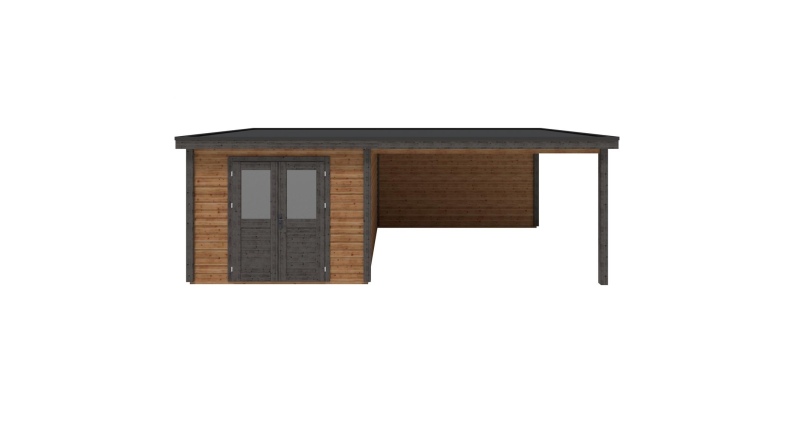 Casetta da giardino in legno Aura 7.06x4.09 m - 28.87 m2 - 28 mm - impregnata