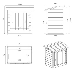 Armadio in legno per sistema di filtrazione piscina 1.2 x 0.84 – H.1.16 m. Impregnato