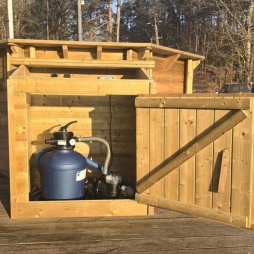 Armadio in legno per sistema di filtrazione piscina 1.2 x 0.84 – H.1.16 m. Impregnato