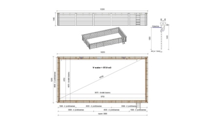 Piscina in legno AQUA 8.5 x 4.35 - H.1.45 m, azzurro chiaro, con supporti da cementare