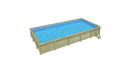 Piscina in legno AQUA 8.5 x 4.35 - H.1.45 m, azzurro chiaro, con supporti da cementare