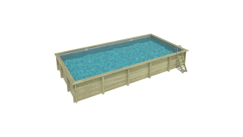 Piscina in legno AQUA 8.5 x 4.35 - H.1.45 m, azzurro chiaro, con supporti da cementare