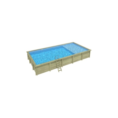 Piscina in legno AQUA 8.5 x 4.35 - H.1.45 m, azzurro chiaro, con supporti da cementare