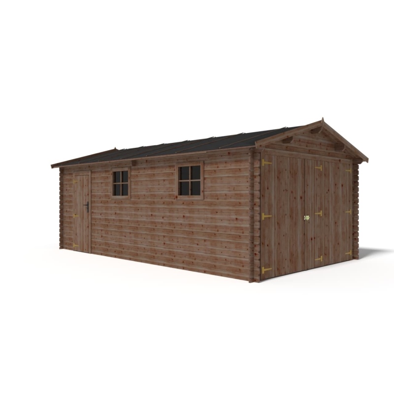 Garage in legno - 21m2 - 3.5x6m - impregnata - 28mm - colore: 