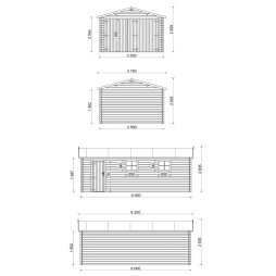 Garage in legno - 21m2 - 3.5x6m - impregnata - 28mm - colore: marrone