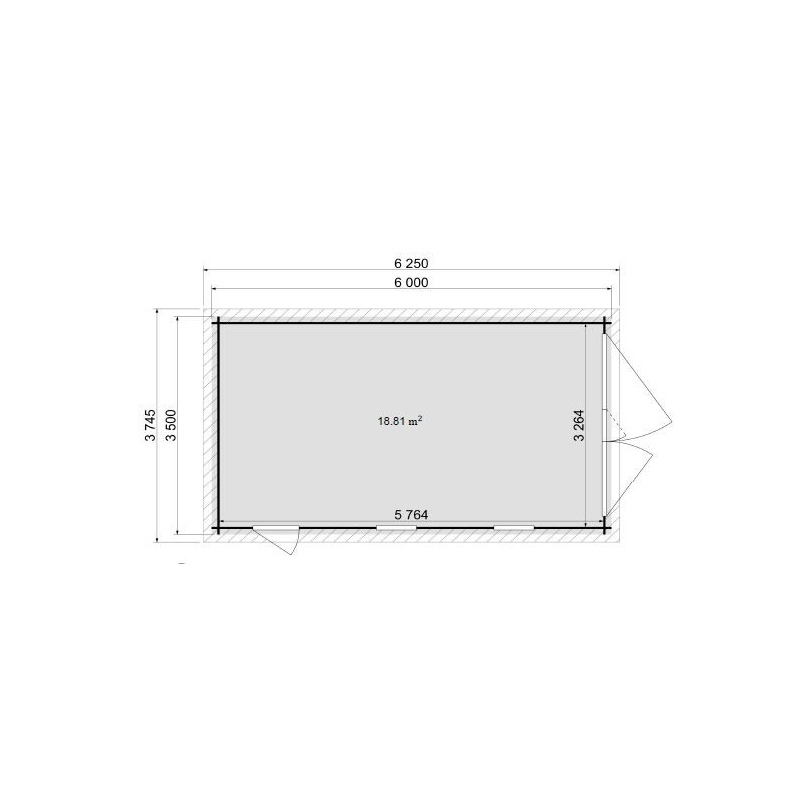 Garage in legno - 21m2 - 3.5x6m - impregnata - 28mm - colore: 
