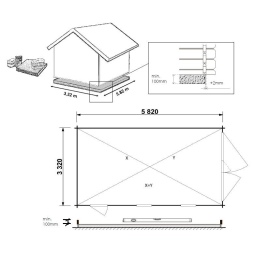 Garage in legno - 21m2 - 3.5x6m - impregnata - 28mm - colore: marrone