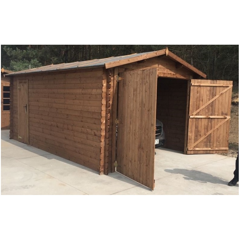 Garage in legno - 21m2 - 3.5x6m - impregnata - 28mm - colore: marrone