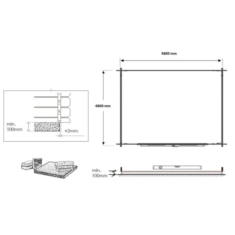 Casetta da giardino in legno - 25m2 - 5x5m - 40mm - colore: naturale