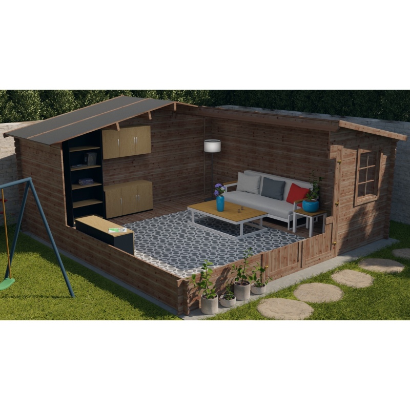Casetta da giardino in legno - 25m2 - 5x5m - impregnata - 28mm - colore: 