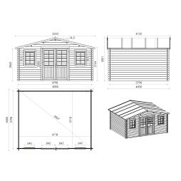 Casetta da giardino in legno - 20m2 - 5x4m - 40mm - colore: 