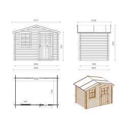 Casetta da giardino in legno - 6m2 - 3x2m - 28mm - colore: 