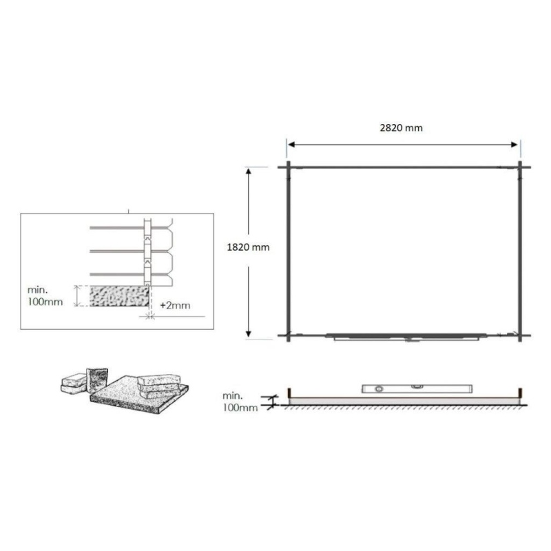 Casetta da giardino in legno - 6m2 - 3x2m - 28mm - colore: 