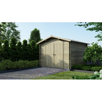 Casetta da giardino in legno - 9m2 - 3x3m - impregnata - 28mm - colore: verde
