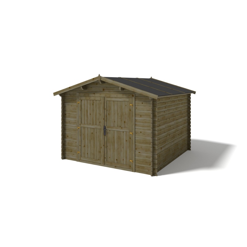 Casetta da giardino in legno - 9m2 - 3x3m - impregnata - 28mm - colore: verde
