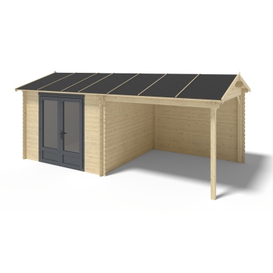Casetta da giardino in legno - 17.4m2 - 5.79x3m - 28mm - colore: naturale