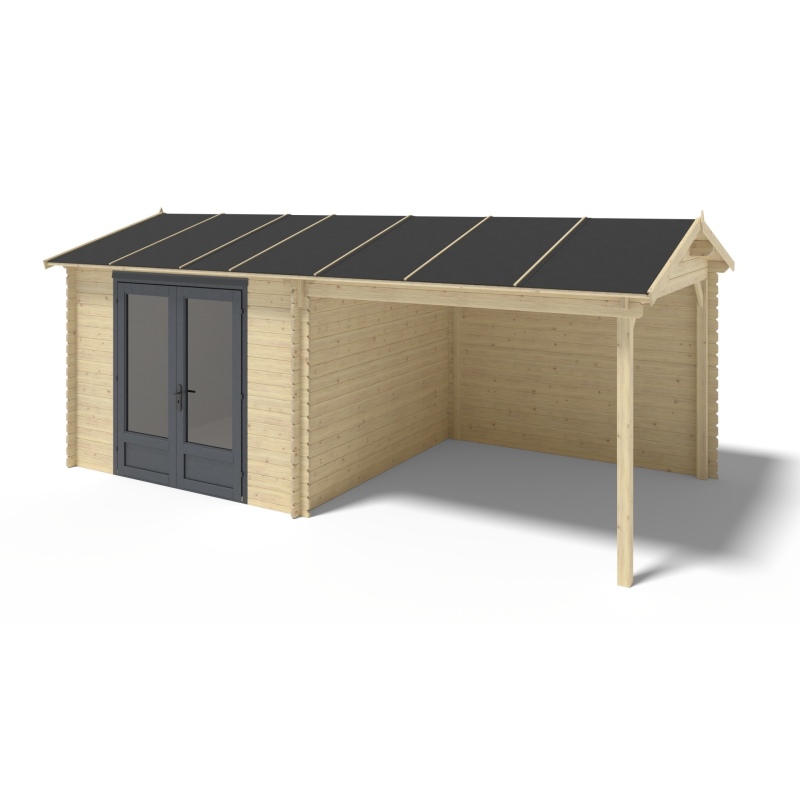 Casetta da giardino in legno - 17.4m2 - 5.79x3m - 28mm - colore: naturale