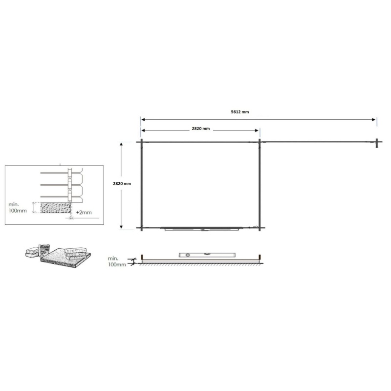 Casetta da giardino in legno - 17.4m2 - 5.79x3m - 28mm - colore: naturale