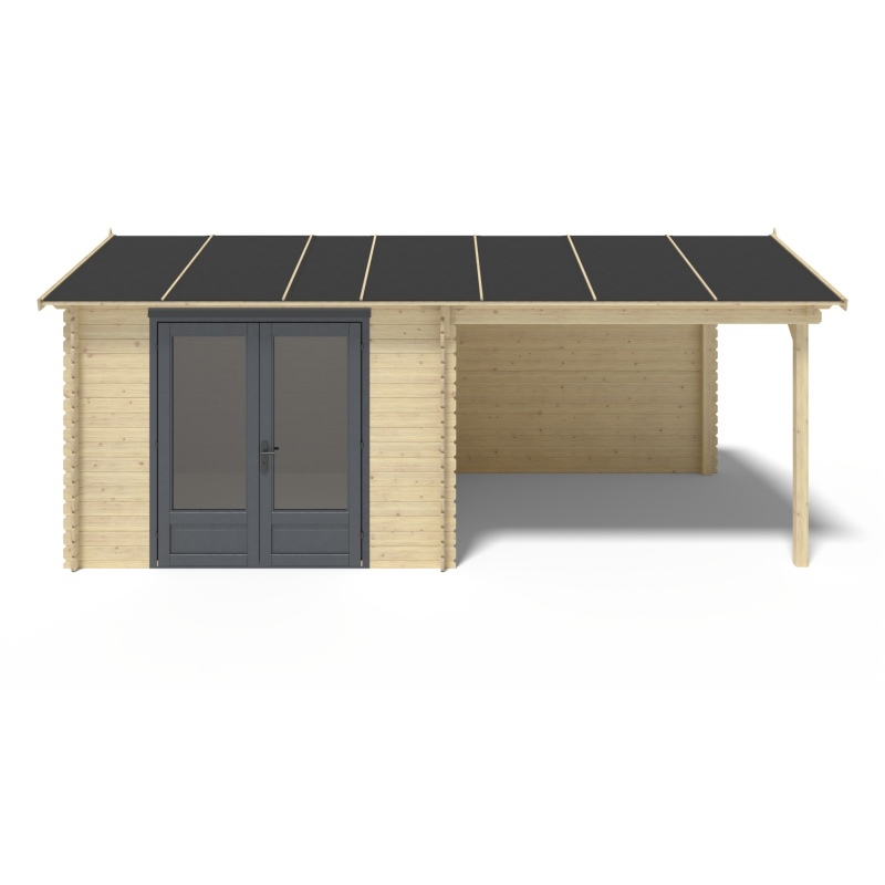 Casetta da giardino in legno - 17.4m2 - 5.79x3m - 28mm - colore: naturale