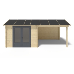 Casetta da giardino in legno - 17.4m2 - 5.79x3m - 28mm - colore: naturale