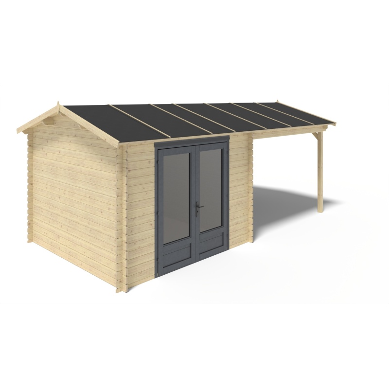 Casetta da giardino in legno - 17.4m2 - 5.79x3m - 28mm - colore: naturale